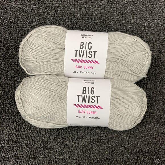 Big Twist Other - Lot Of 2 Big Twist Baby Bunny Light Gray Yarn 3.5 oz 284 yds Ea Super Fine Rare